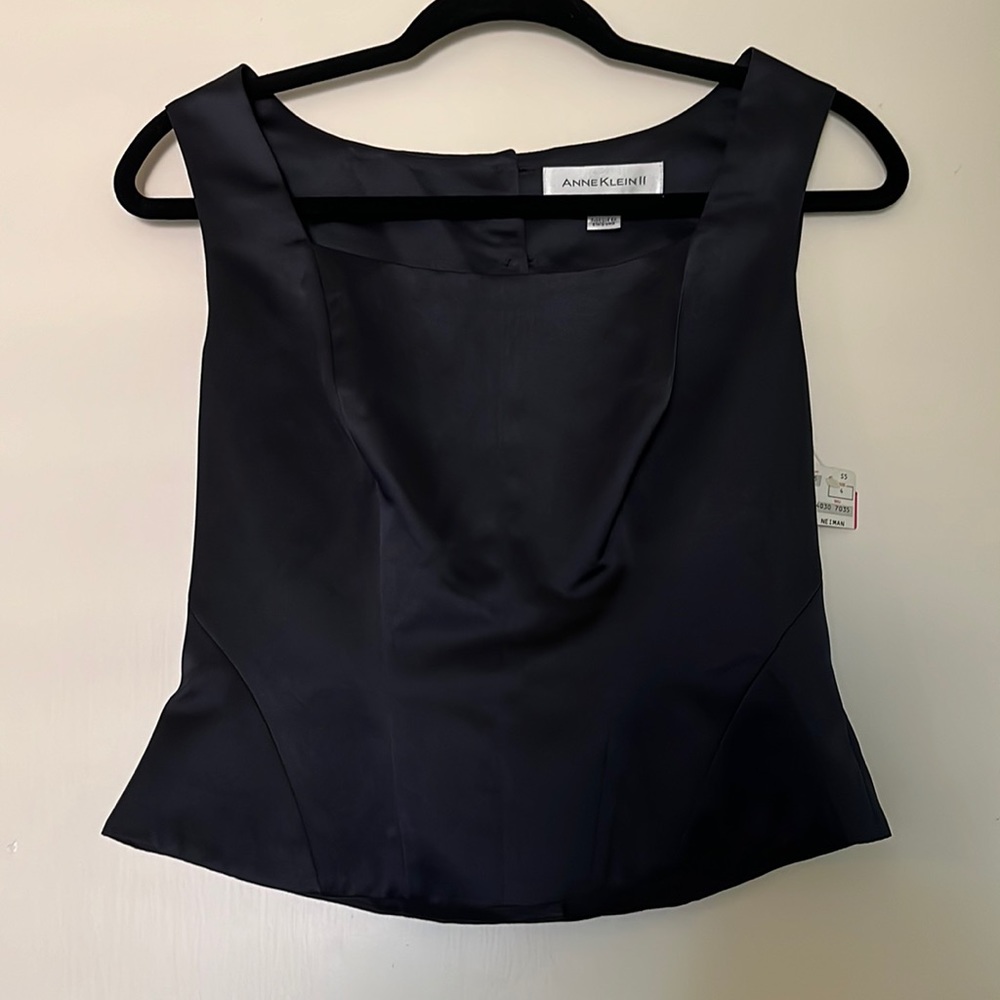 Anne Klein Dark Navy Peplum Blouse